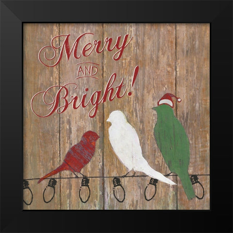Merry and Bright Black Modern Wood Framed Art Print by Tava Studios