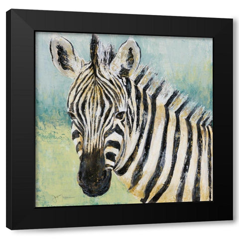 Painterly Zebra Black Modern Wood Framed Art Print with Double Matting by Tava Studios