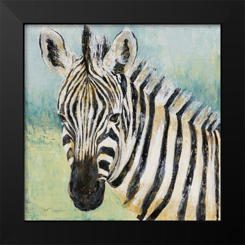 Painterly Zebra Black Modern Wood Framed Art Print by Tava Studios