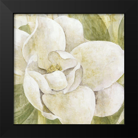 Magnolia Dolce Black Modern Wood Framed Art Print by Tava Studios