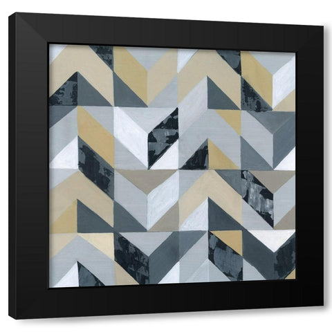 Geometric I Black Modern Wood Framed Art Print with Double Matting by Tava Studios