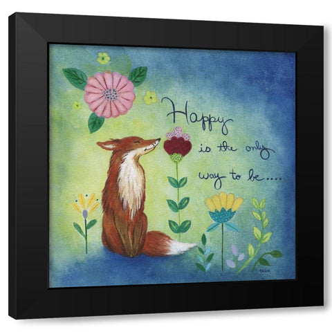 Happy Fox Black Modern Wood Framed Art Print with Double Matting by Tava Studios