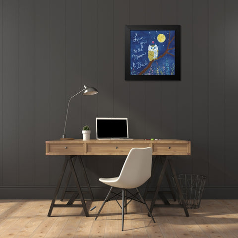 Love You Owl Black Modern Wood Framed Art Print by Tava Studios