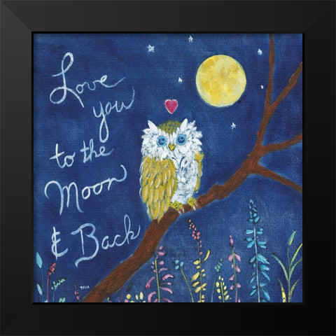 Love You Owl Black Modern Wood Framed Art Print by Tava Studios