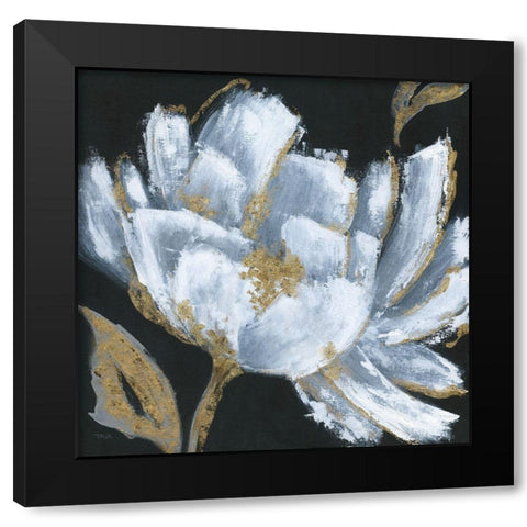 Midnight Bloom Black Modern Wood Framed Art Print with Double Matting by Tava Studios