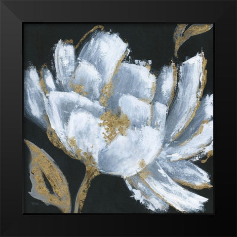 Midnight Bloom Black Modern Wood Framed Art Print by Tava Studios