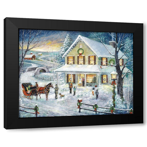 Christmas Visit Black Modern Wood Framed Art Print with Double Matting by Manning, Ruane