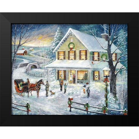 Christmas Visit Black Modern Wood Framed Art Print by Manning, Ruane