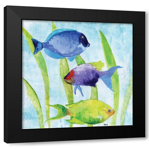 Iridescent Fish I Black Modern Wood Framed Art Print by Tava Studios