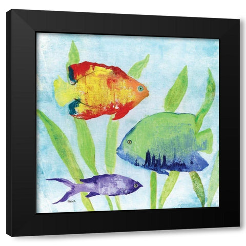 Iridescent Fish II Black Modern Wood Framed Art Print with Double Matting by Tava Studios