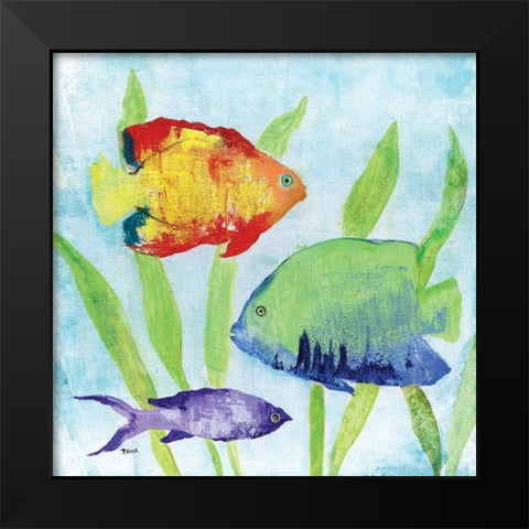 Iridescent Fish II Black Modern Wood Framed Art Print by Tava Studios