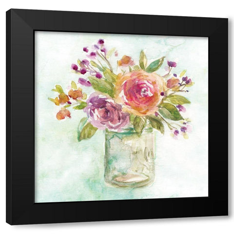 Summer Roses Black Modern Wood Framed Art Print with Double Matting by Robinson, Carol