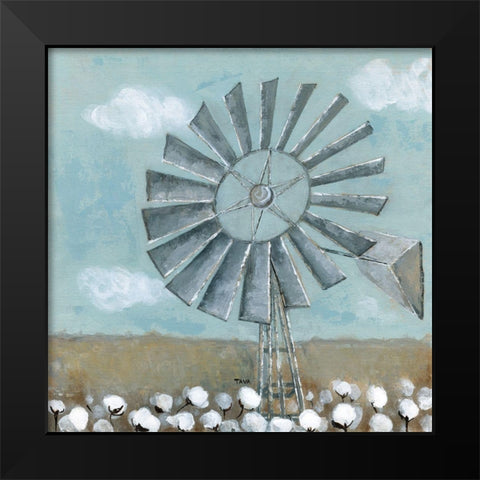 Mill Creek Farm Windmill Black Modern Wood Framed Art Print by Tava Studios