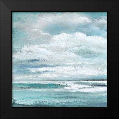 Billowing Clouds Black Modern Wood Framed Art Print by Tava Studios