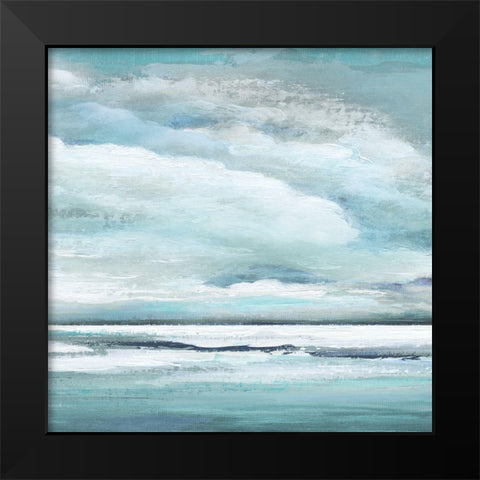 Billowing Clouds Black Modern Wood Framed Art Print by Tava Studios