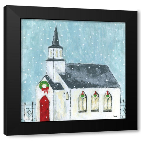 Christmas Night Black Modern Wood Framed Art Print with Double Matting by Tava Studios