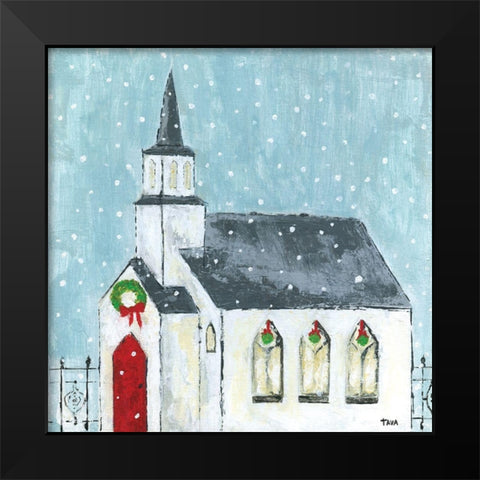 Christmas Night Black Modern Wood Framed Art Print by Tava Studios