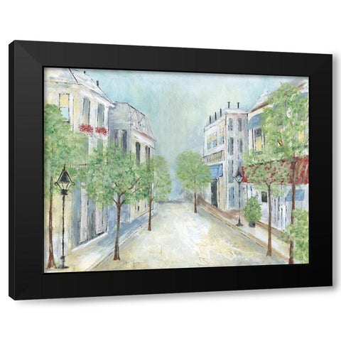 Springtime Stroll Black Modern Wood Framed Art Print by Tava Studios
