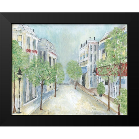 Springtime Stroll Black Modern Wood Framed Art Print by Tava Studios