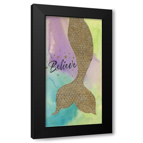 Mermaid Believe Black Modern Wood Framed Art Print with Double Matting by Tava Studios