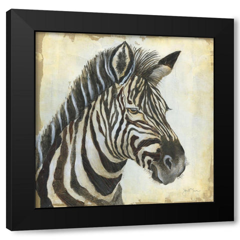 Patterned Zebra Black Modern Wood Framed Art Print with Double Matting by Tava Studios