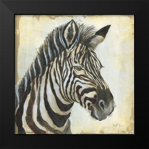 Patterned Zebra Black Modern Wood Framed Art Print by Tava Studios