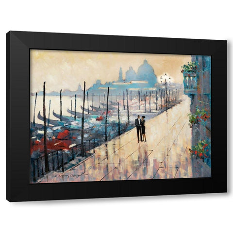 Venice Encounter Black Modern Wood Framed Art Print by Orme, E. Anthony