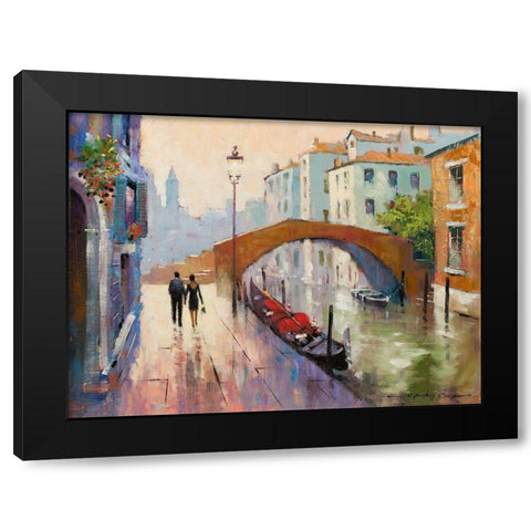 Venice Twilight Black Modern Wood Framed Art Print by Orme, E. Anthony