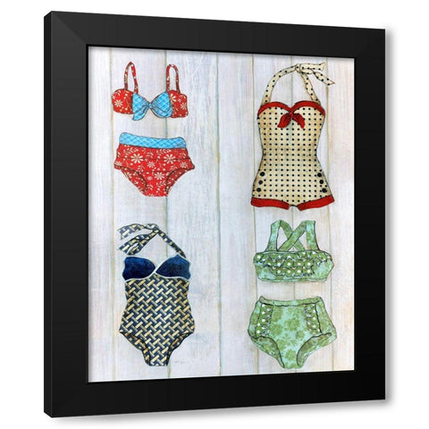 Vintage Bathing Suits II Black Modern Wood Framed Art Print with Double Matting by Tava Studios