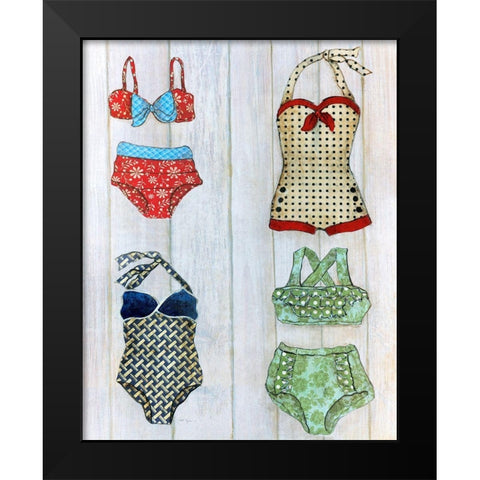 Vintage Bathing Suits II Black Modern Wood Framed Art Print by Tava Studios