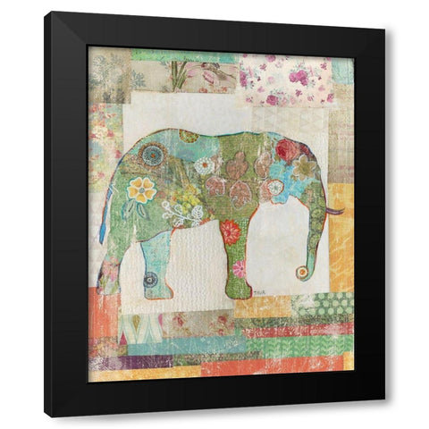 Elephant Montage Black Modern Wood Framed Art Print with Double Matting by Tava Studios