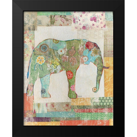 Elephant Montage Black Modern Wood Framed Art Print by Tava Studios