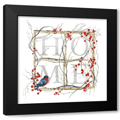 Home Bird Wreath Black Modern Wood Framed Art Print with Double Matting by Tava Studios