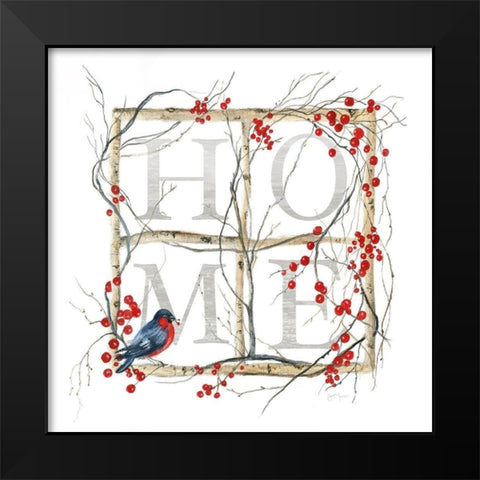 Home Bird Wreath Black Modern Wood Framed Art Print by Tava Studios
