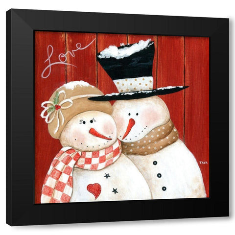Frosty Love Black Modern Wood Framed Art Print by Tava Studios