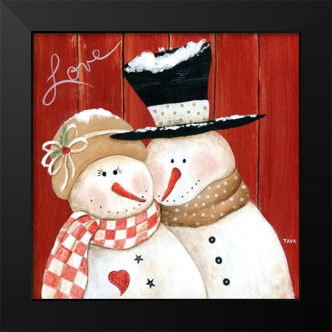 Frosty Love Black Modern Wood Framed Art Print by Tava Studios