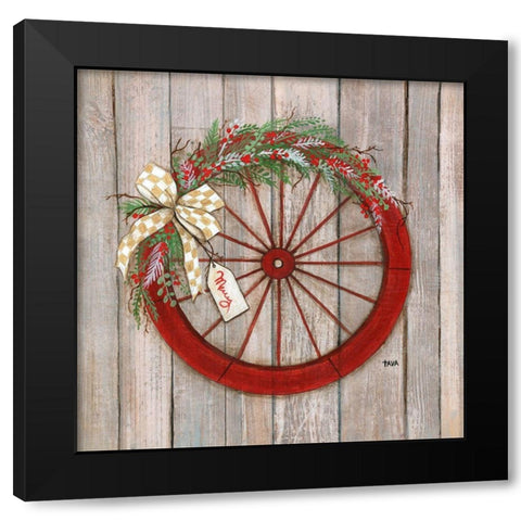 Christmas Wheel Black Modern Wood Framed Art Print with Double Matting by Tava Studios