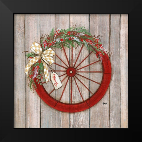 Christmas Wheel Black Modern Wood Framed Art Print by Tava Studios