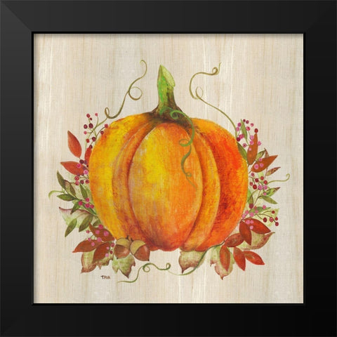 Pumpkin in Fall Black Modern Wood Framed Art Print by Tava Studios