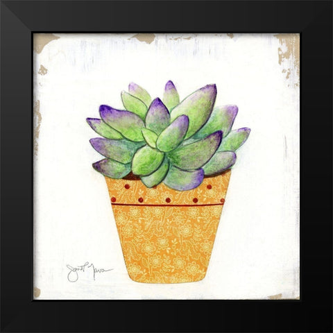 Boho Cacti IV Black Modern Wood Framed Art Print by Tava Studios