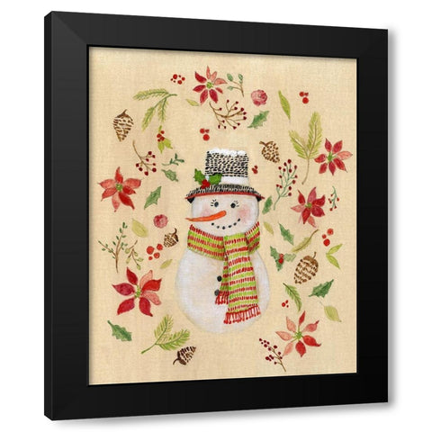 Holly Days Snowlady Black Modern Wood Framed Art Print with Double Matting by Tava Studios