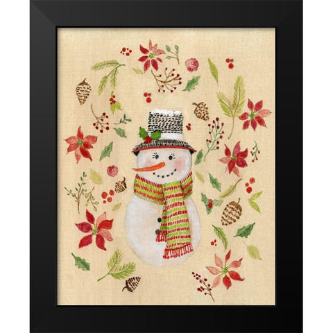 Holly Days Snowlady Black Modern Wood Framed Art Print by Tava Studios