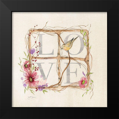 Spring Love Black Modern Wood Framed Art Print by Tava Studios