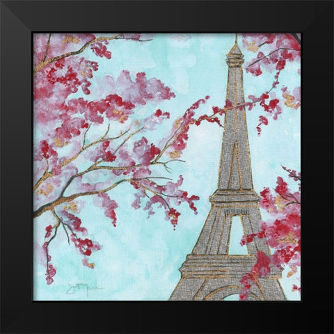 Springtime In Paris Black Modern Wood Framed Art Print by Tava Studios