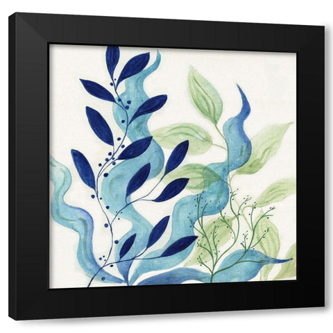 Blue Coral I Black Modern Wood Framed Art Print with Double Matting by Tava Studios