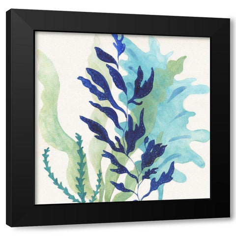 Blue Coral II Black Modern Wood Framed Art Print with Double Matting by Tava Studios
