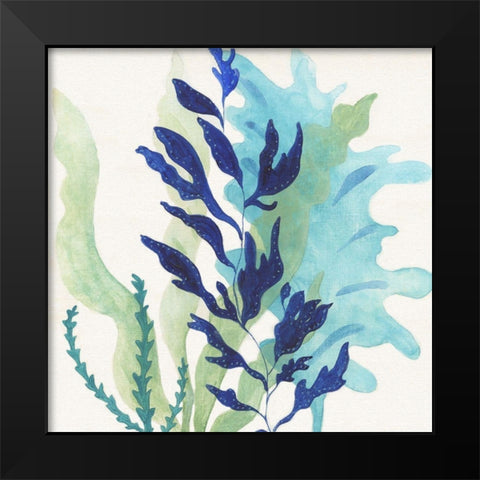 Blue Coral II Black Modern Wood Framed Art Print by Tava Studios