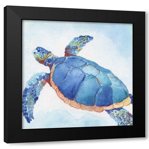 Galapagos Sea Turtle II Black Modern Wood Framed Art Print with Double Matting by Tava Studios