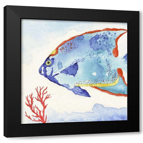 Galapagos Fish II Black Modern Wood Framed Art Print with Double Matting by Tava Studios