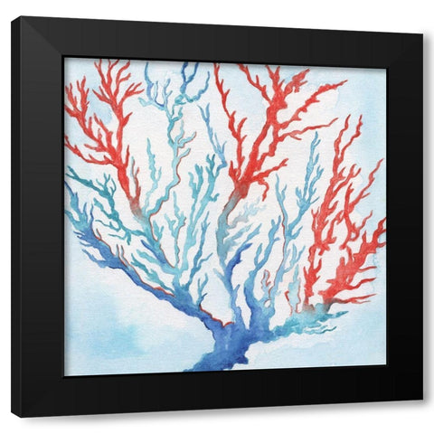 Galapagos Coral Black Modern Wood Framed Art Print with Double Matting by Tava Studios